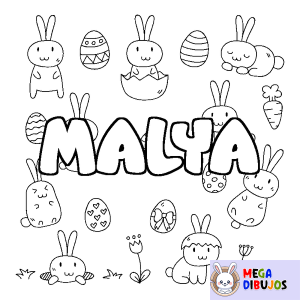 Coloraci&oacute;n del nombre MALYA - decorado Pascua