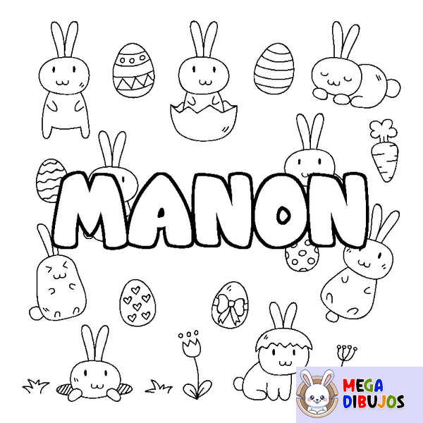 Coloraci&oacute;n del nombre MANON - decorado Pascua