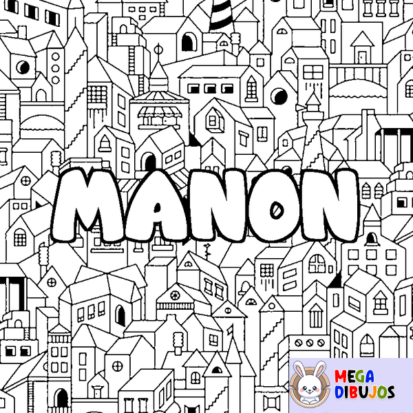 Coloraci&oacute;n del nombre MANON - decorado ciudad