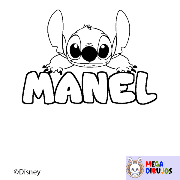 Coloraci&oacute;n del nombre MANEL - decorado Stitch