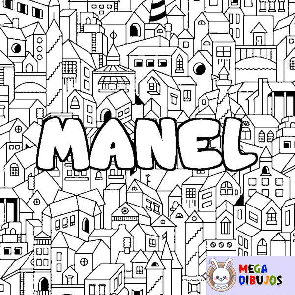 Coloraci&oacute;n del nombre MANEL - decorado ciudad