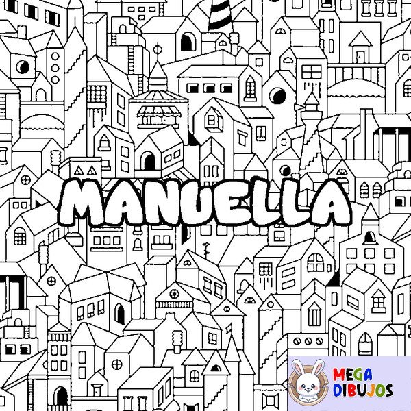Coloraci&oacute;n del nombre MANUELLA - decorado ciudad