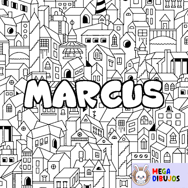 Coloraci&oacute;n del nombre MARCUS - decorado ciudad