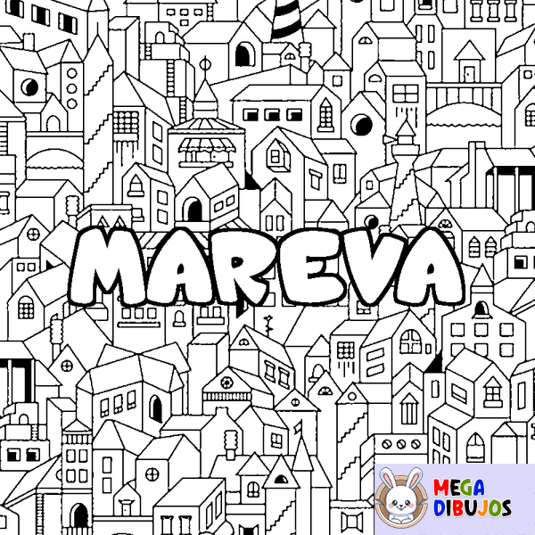 Coloraci&oacute;n del nombre MAREVA - decorado ciudad