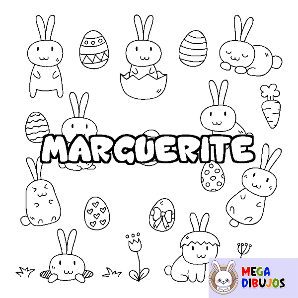 Coloraci&oacute;n del nombre MARGUERITE - decorado Pascua