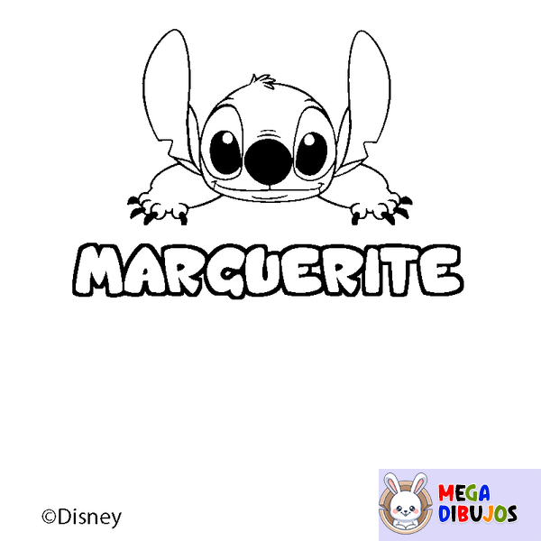 Coloraci&oacute;n del nombre MARGUERITE - decorado Stitch