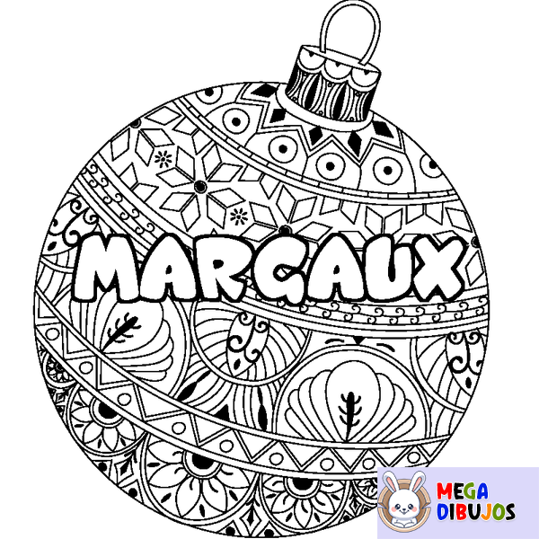 Coloraci&oacute;n del nombre MARGAUX - decorado bola de Navidad
