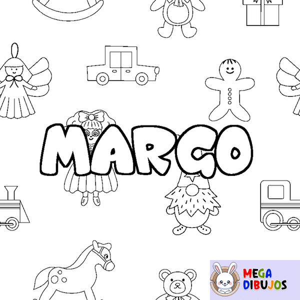 Coloraci&oacute;n del nombre MARGO - decorado juguetes