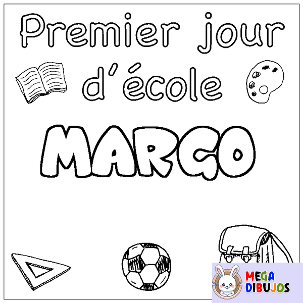 Coloraci&oacute;n del nombre MARGO - decorado primer d&iacute;a de escuela