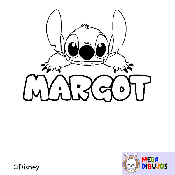 Coloraci&oacute;n del nombre MARGOT - decorado Stitch