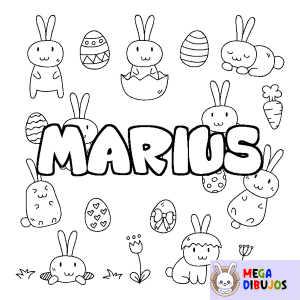 Coloraci&oacute;n del nombre MARIUS - decorado Pascua