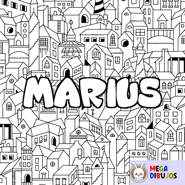 Coloraci&oacute;n del nombre MARIUS - decorado ciudad