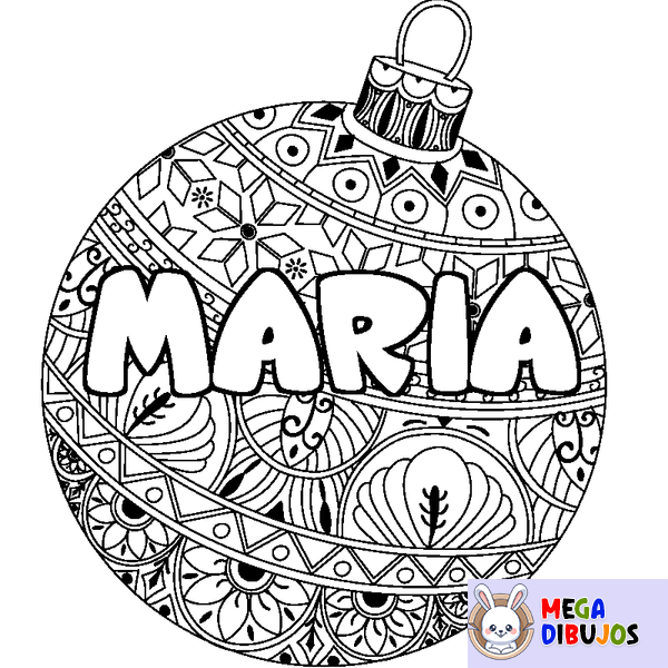 Coloraci&oacute;n del nombre MARIA - decorado bola de Navidad