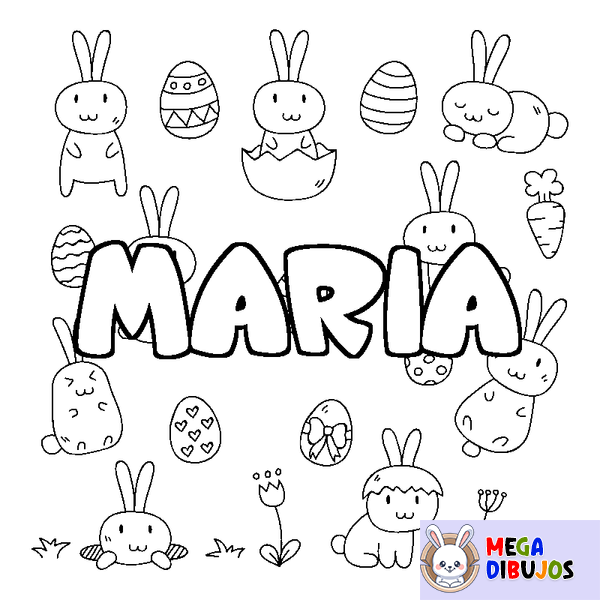 Coloraci&oacute;n del nombre MARIA - decorado Pascua