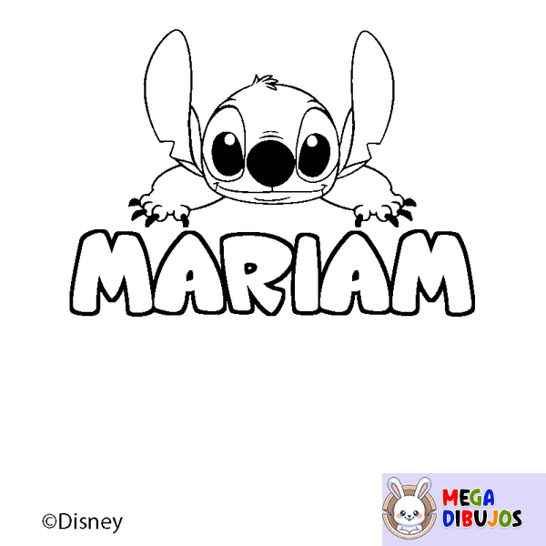 Coloraci&oacute;n del nombre MARIAM - decorado Stitch