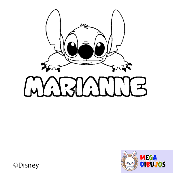 Coloraci&oacute;n del nombre MARIANNE - decorado Stitch