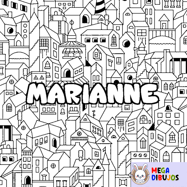 Coloraci&oacute;n del nombre MARIANNE - decorado ciudad
