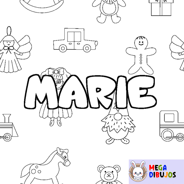 Coloraci&oacute;n del nombre MARIE - decorado juguetes
