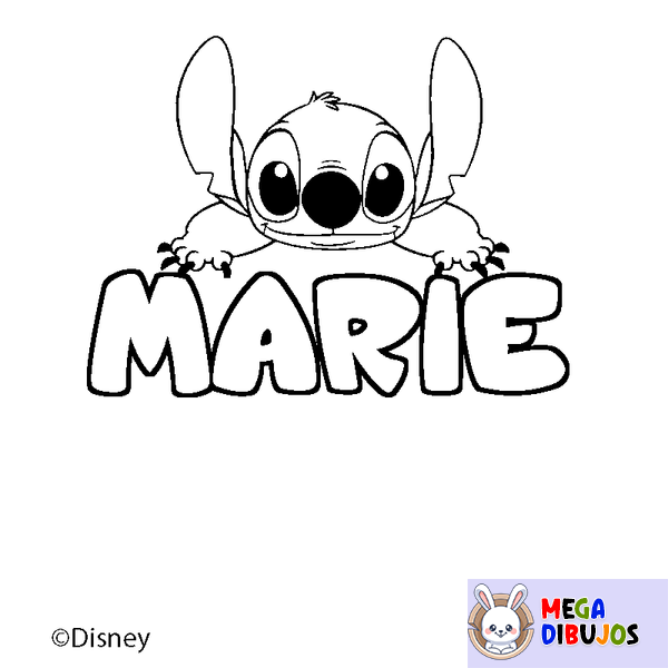 Coloraci&oacute;n del nombre MARIE - decorado Stitch