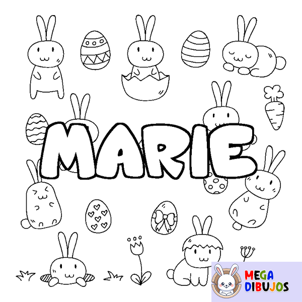 Coloraci&oacute;n del nombre MARIE - decorado Pascua