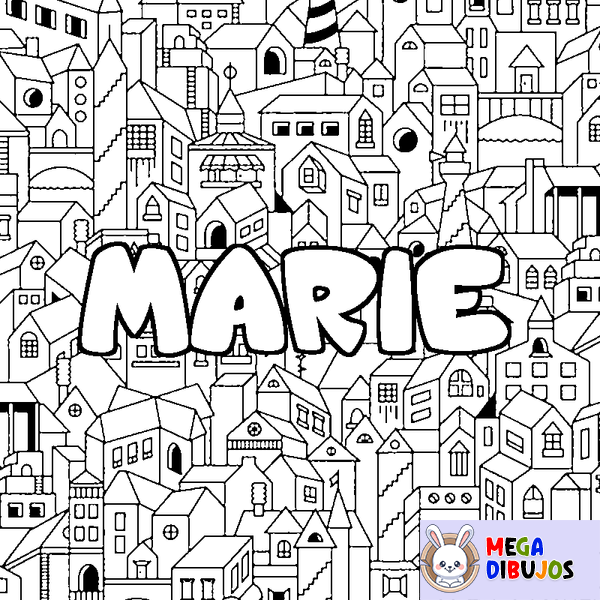 Coloraci&oacute;n del nombre MARIE - decorado ciudad