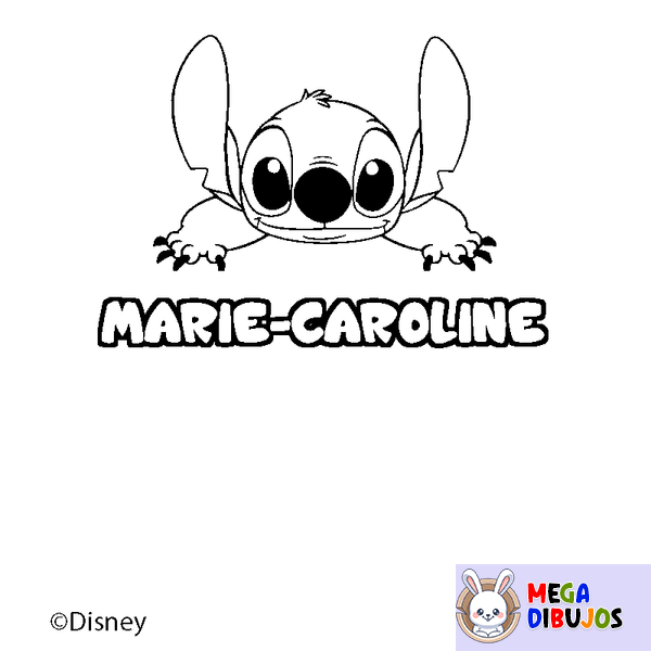 Coloraci&oacute;n del nombre MARIE-CAROLINE - decorado Stitch