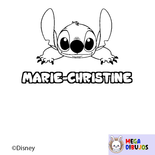 Coloraci&oacute;n del nombre MARIE-CHRISTINE - decorado Stitch
