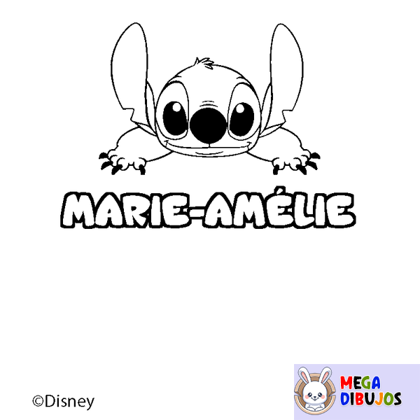 Coloraci&oacute;n del nombre MARIE-AM&Eacute;LIE - decorado Stitch