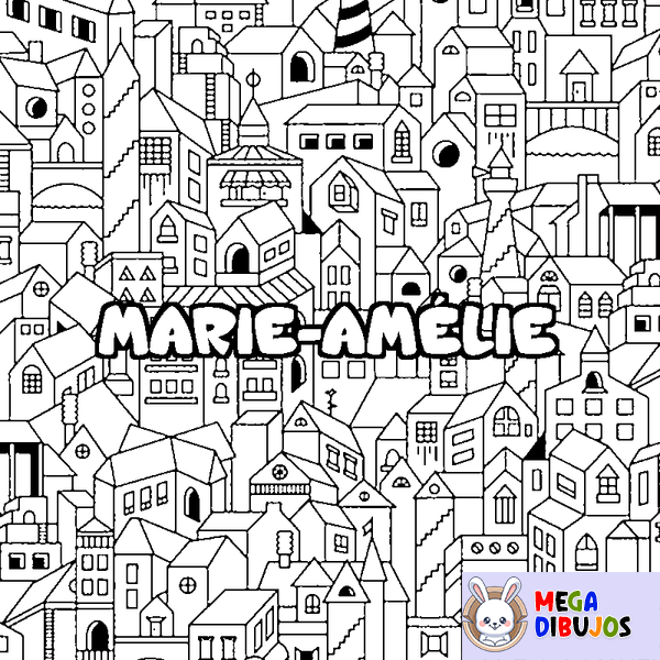 Coloraci&oacute;n del nombre MARIE-AM&Eacute;LIE - decorado ciudad