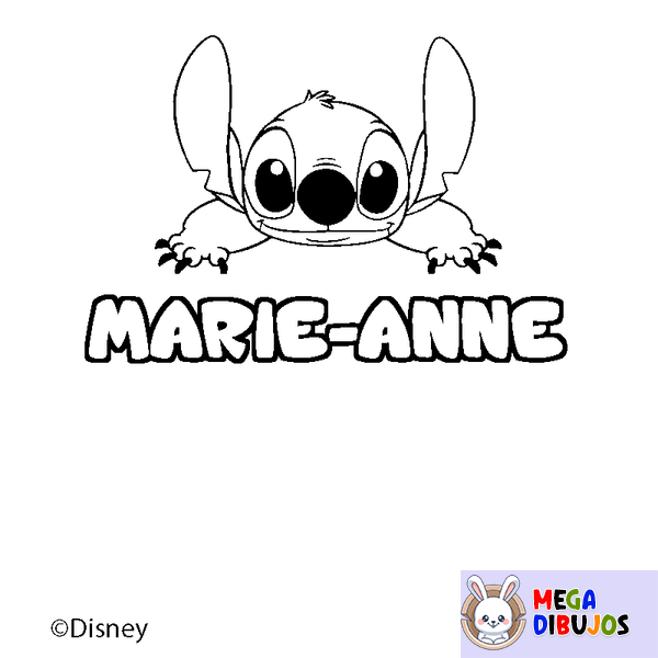 Coloraci&oacute;n del nombre MARIE-ANNE - decorado Stitch