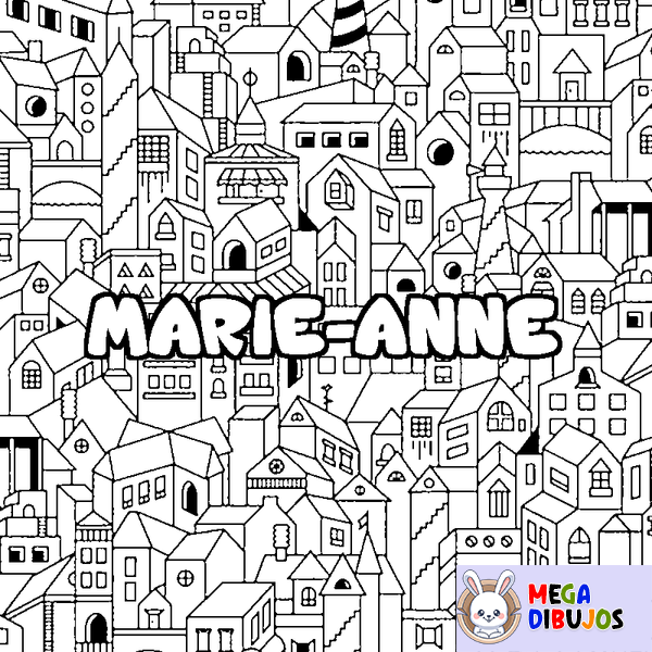 Coloraci&oacute;n del nombre MARIE-ANNE - decorado ciudad