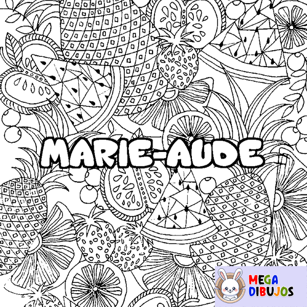 Coloraci&oacute;n del nombre MARIE-AUDE - decorado mandala de frutas