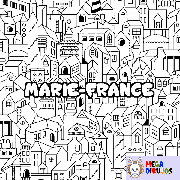 Coloraci&oacute;n del nombre MARIE-FRANCE - decorado ciudad