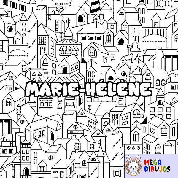 Coloraci&oacute;n del nombre MARIE-H&Eacute;L&Egrave;NE - decorado ciudad