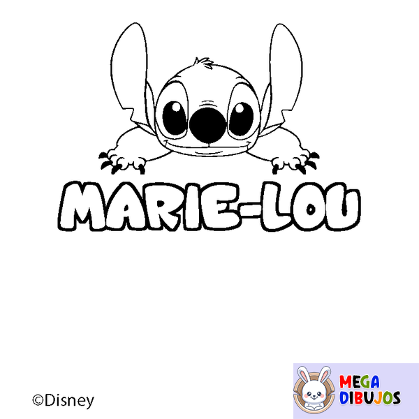 Coloraci&oacute;n del nombre MARIE-LOU - decorado Stitch