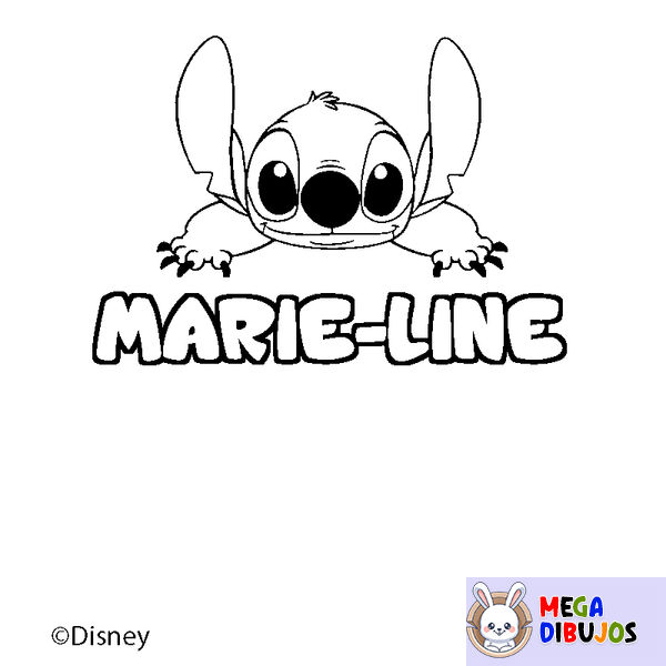 Coloraci&oacute;n del nombre MARIE-LINE - decorado Stitch