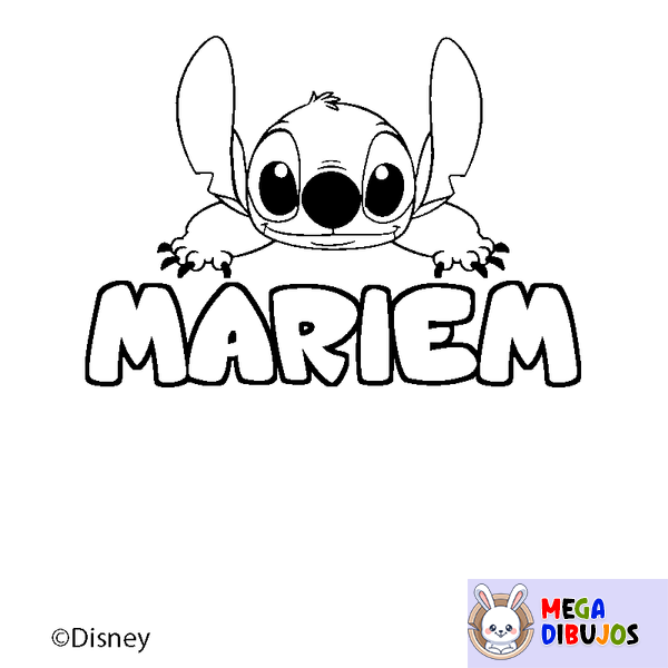 Coloraci&oacute;n del nombre MARIEM - decorado Stitch