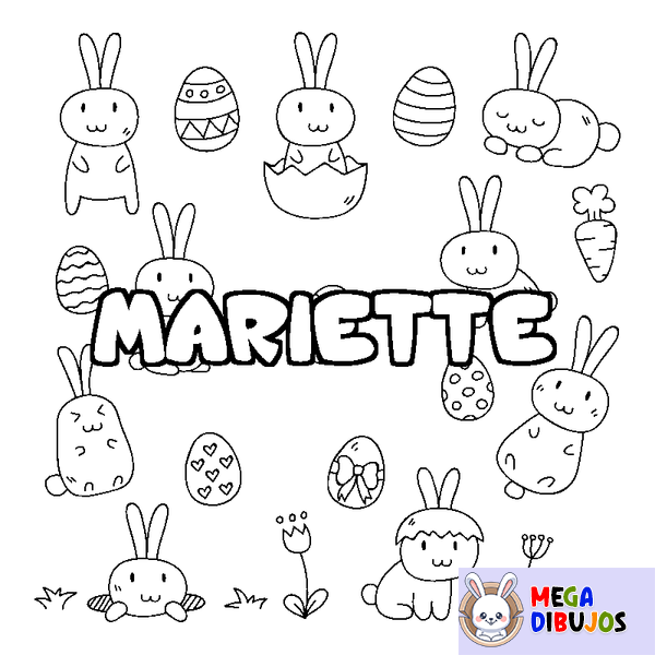 Coloraci&oacute;n del nombre MARIETTE - decorado Pascua