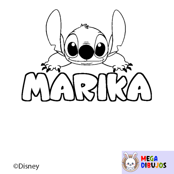 Coloraci&oacute;n del nombre MARIKA - decorado Stitch