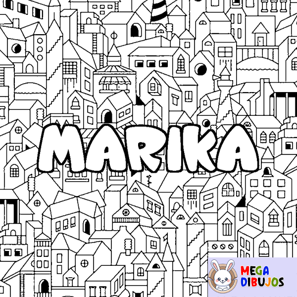 Coloraci&oacute;n del nombre MARIKA - decorado ciudad