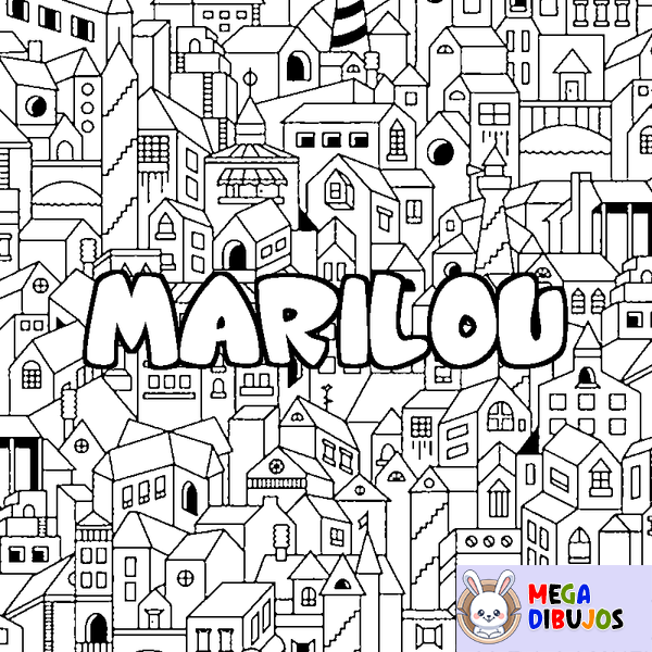 Coloraci&oacute;n del nombre MARILOU - decorado ciudad