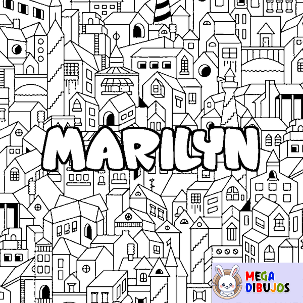 Coloraci&oacute;n del nombre MARILYN - decorado ciudad