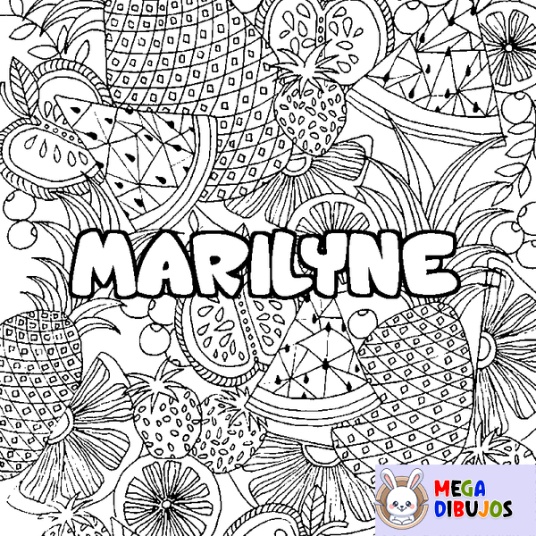Coloraci&oacute;n del nombre MARILYNE - decorado mandala de frutas