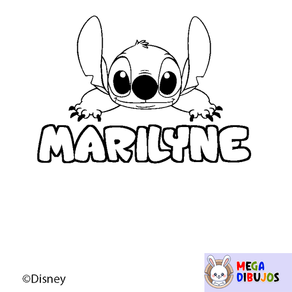 Coloraci&oacute;n del nombre MARILYNE - decorado Stitch