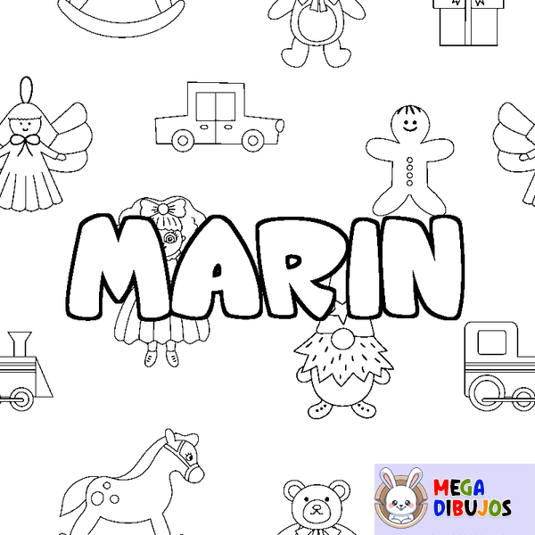 Coloraci&oacute;n del nombre MARIN - decorado juguetes