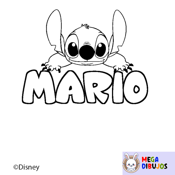 Coloraci&oacute;n del nombre MARIO - decorado Stitch