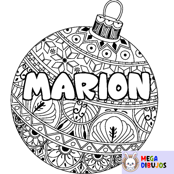 Coloraci&oacute;n del nombre MARION - decorado bola de Navidad