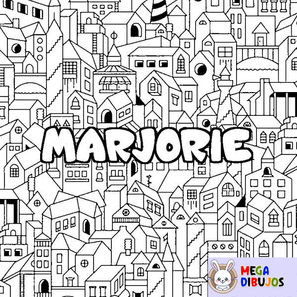 Coloraci&oacute;n del nombre MARJORIE - decorado ciudad