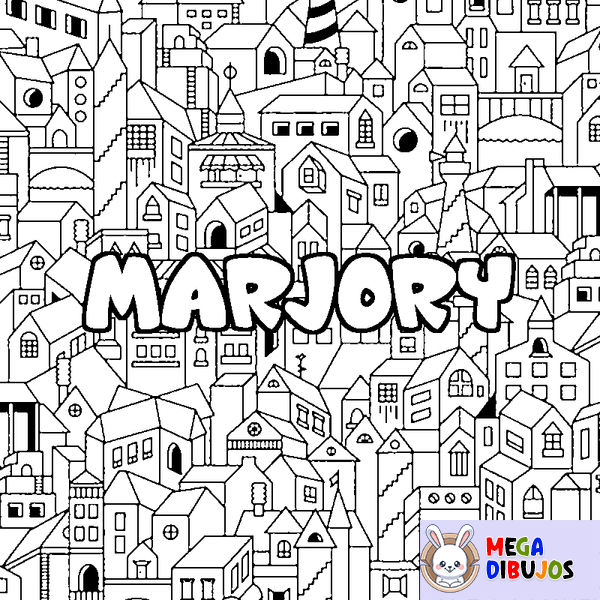 Coloraci&oacute;n del nombre MARJORY - decorado ciudad