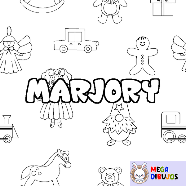 Coloraci&oacute;n del nombre MARJORY - decorado juguetes